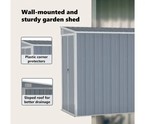 Dārza Šķūnis, Pelēks, 118X382X178 Cm, Cinkots Tērauds Vidaxl