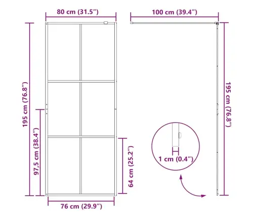 Dušo Sienelė Su Skaidriu Esg Stiklu, Juodos Spalvos, 80X195Cm
