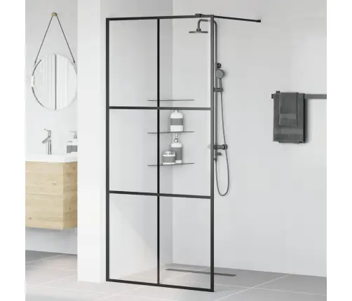 Dušas Siena, Caurspīdīgs Esg Stikls, 90X195 Cm, Melna Vidaxl