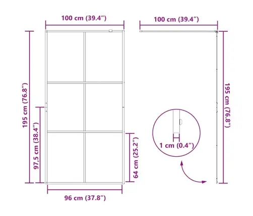 Dušas Siena, Caurspīdīgs Esg Stikls, 100X195 Cm, Melna Vidaxl