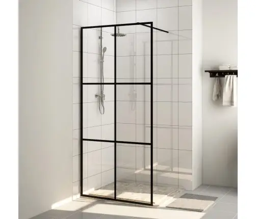 Dušas Siena, Caurspīdīgs Esg Stikls, 100X195 Cm, Melna Vidaxl