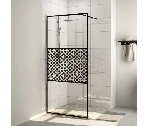 Dušas Siena, Caurspīdīgs Esg Stikls, 100X195 Cm, Melna Vidaxl