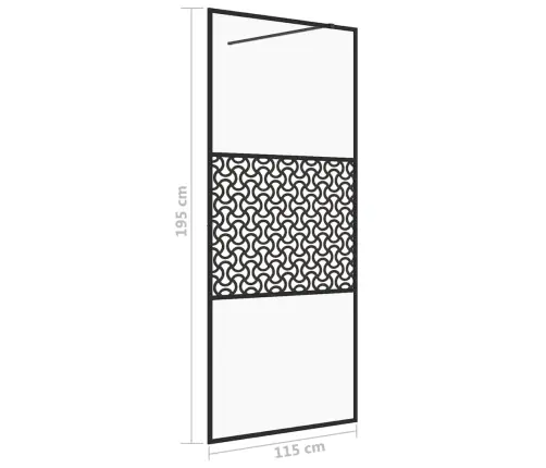 Dušo Sienelė Su Skaidriu Esg Stiklu, Juodos Spalvos, 115X195Cm