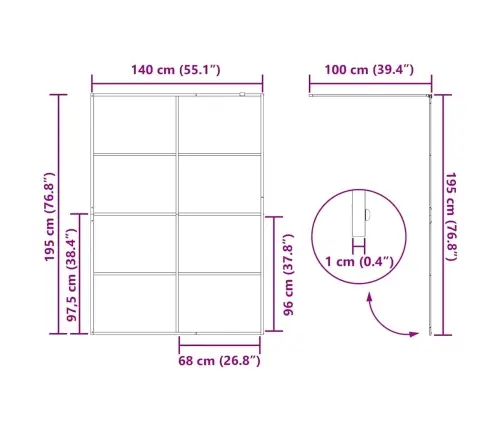 Dušo Sienelė Su Skaidriu Esg Stiklu, Juodos Spalvos, 140X195Cm