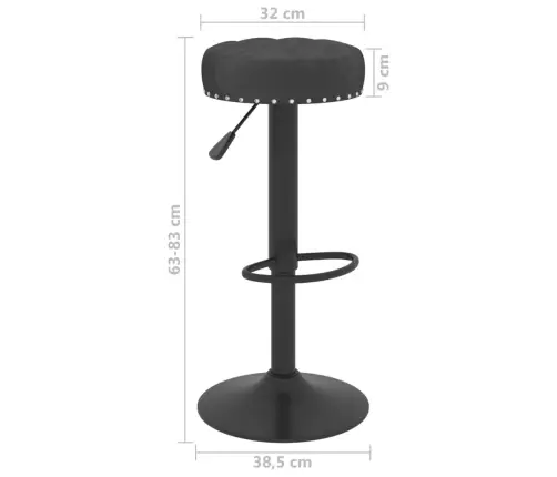 Baro Taburetės, 2Vnt., Juodos Spalvos, Aksomas