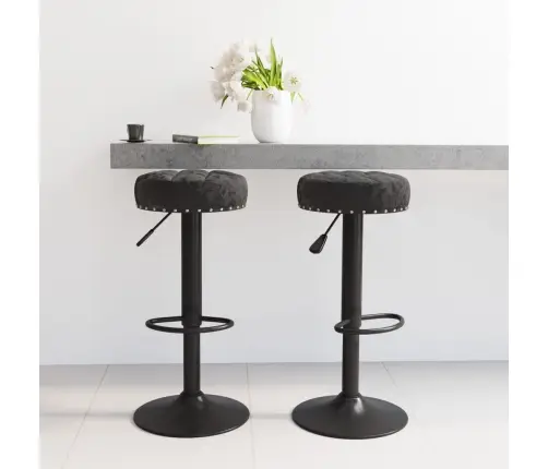 Baro Taburetės, 2Vnt., Juodos Spalvos, Aksomas