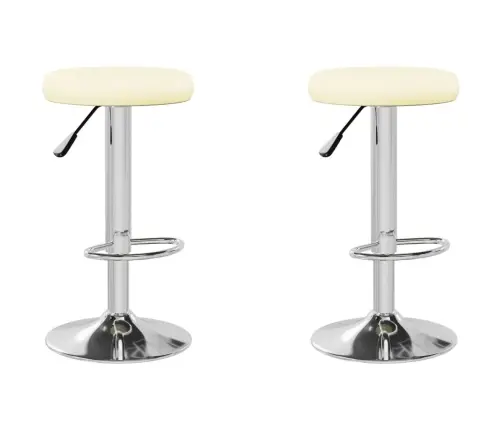 Baro Taburetės, 2Vnt., Kreminės Spalvos, Dirbtinė Oda