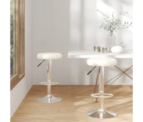 Baro Taburetės, 2Vnt., Kreminės Spalvos, Dirbtinė Oda