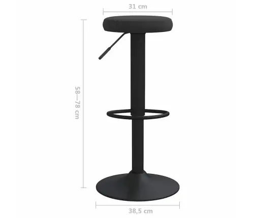 Baro Taburetės, 2Vnt., Juodos Spalvos, Aksomas