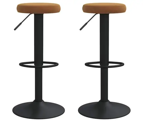 Baro Taburetės, 2Vnt., Rudos Spalvos, Aksomas