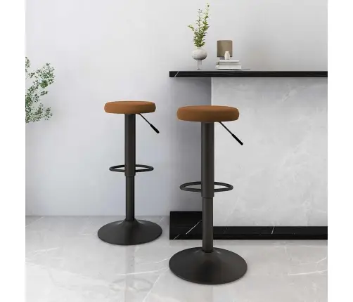 Baro Taburetės, 2Vnt., Rudos Spalvos, Aksomas