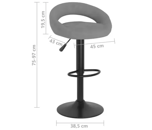 Bāra Krēsli, 2 Gab., Gaiši Pelēks Samts Vidaxl
