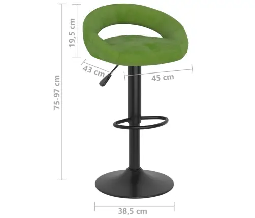 Bāra Krēsli, 2 Gab., Gaiši Zaļš Samts Vidaxl