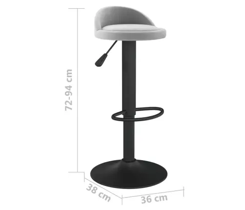 Bāra Krēsli, 2 Gab., Gaiši Pelēks Samts Vidaxl