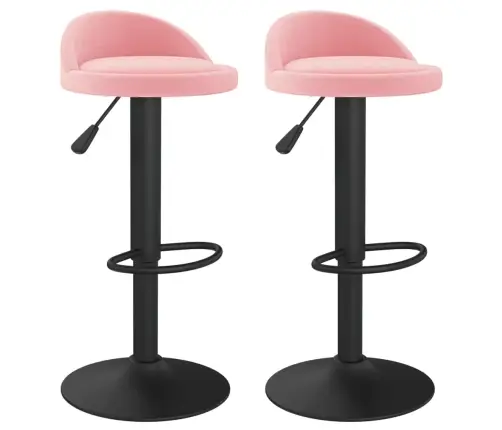 Baro Taburetės, 2Vnt., Rožinės Spalvos, Aksomas