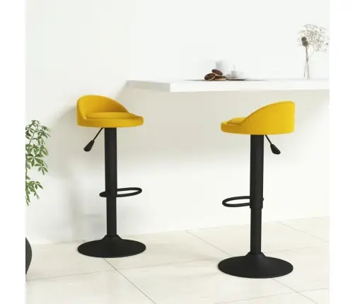 Bāra Krēsli, 2 Gab., Dzeltens Samts Vidaxl