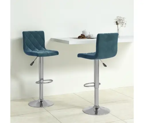Bāra Krēsli, 2 Gab., Zils Samts Vidaxl