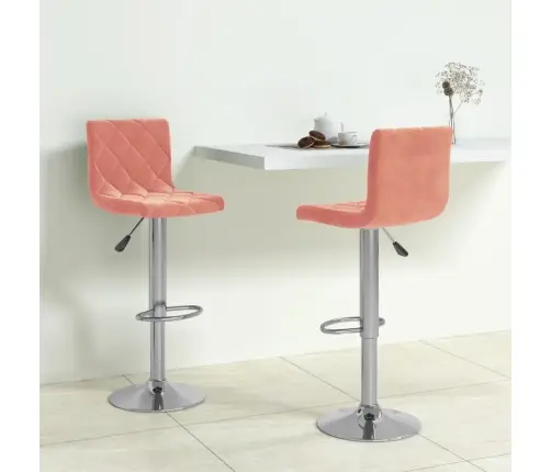 Bāra Krēsli, 2 Gab., Rozā Samts Vidaxl