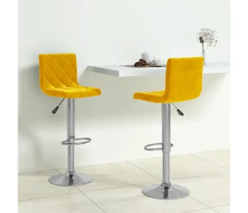 Bāra Krēsli, 2 Gab., Sinepju Dzeltens Samts Vidaxl