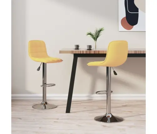 Baro Taburetės, 2Vnt., Geltonos Spalvos, Audinys