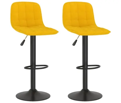 Bāra Krēsli, 2 Gab., Dzeltens Samts Vidaxl