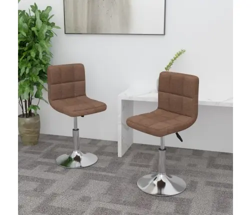 Grozāmi Virtuves Krēsli, 2 Gab., Brūns Audums Vidaxl Grozāmi Virtuves Krēsli, 2 Gab., Brūns Audums Vidaxl