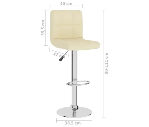 Bāra Krēsli, 2 Gab., Krēmkrāsas Audums Vidaxl