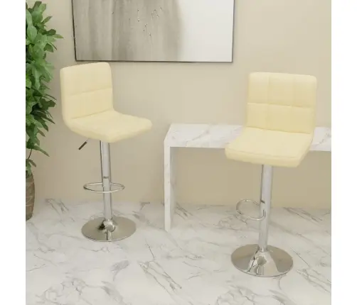 Bāra Krēsli, 2 Gab., Krēmkrāsas Audums Vidaxl