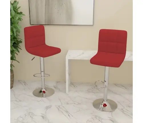 Baro Taburetės, 2Vnt., Raudonojo Vyno Spalvos, Audinys