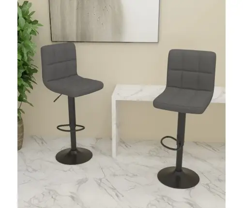 Baro Taburetės, 2Vnt., Tamsiai Pilkos Spalvos, Audinys