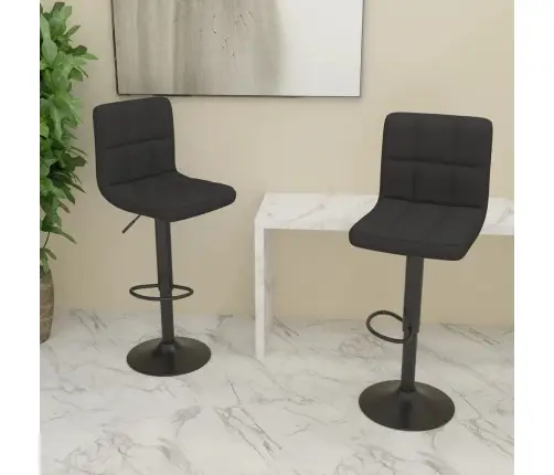 Baro Taburetės, 2Vnt., Juodos Spalvos, Audinys