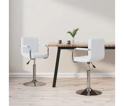 Pöörlevad Söögitoolid 2 Tk, Valge, Kunstnahk