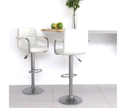 Baaritoolid 2 Tk, Valge, Kunstnahk