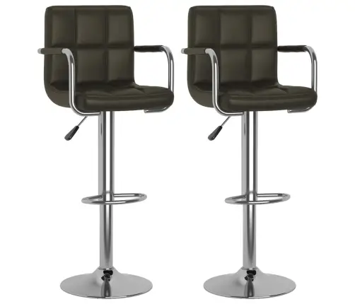Baro Taburetės, 2 Vnt., Rudos Spalvos, Dirbtinė Oda