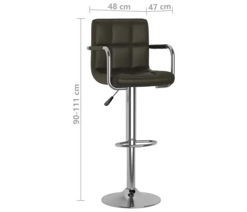 Baro Taburetės, 2 Vnt., Rudos Spalvos, Dirbtinė Oda