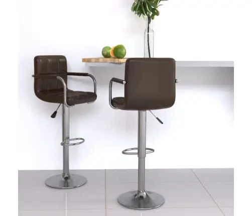 Baro Taburetės, 2 Vnt., Rudos Spalvos, Dirbtinė Oda