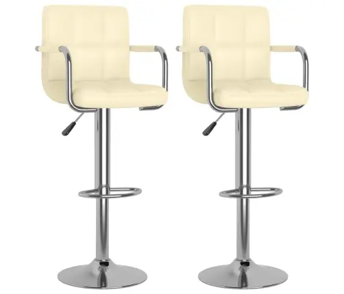 Bāra Krēsli, 2 Gab., Krēmkrāsas Mākslīgā Āda Vidaxl