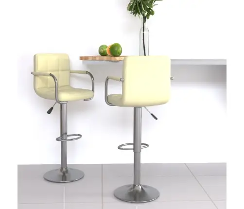 Bāra Krēsli, 2 Gab., Krēmkrāsas Mākslīgā Āda Vidaxl
