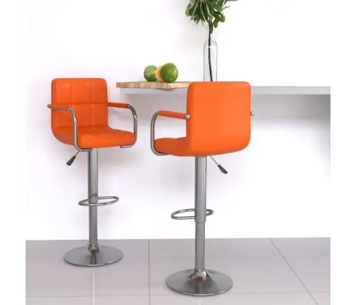 Bāra Krēsli, 2 Gab., Oranža Mākslīgā Āda Vidaxl