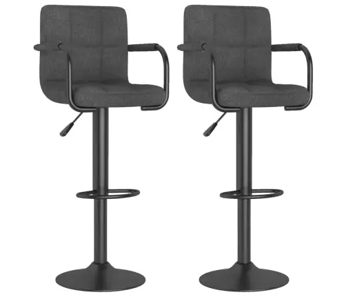 Baro Taburetės, 2Vnt., Tamsiai Pilkos Spalvos, Audinys