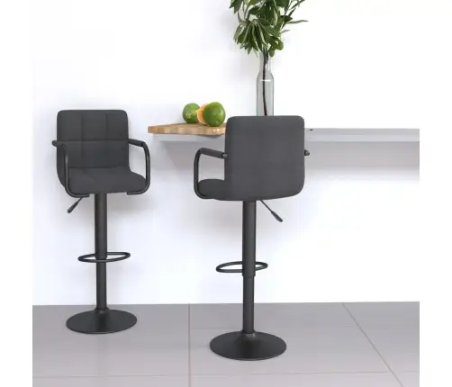 Baro Taburetės, 2Vnt., Tamsiai Pilkos Spalvos, Audinys