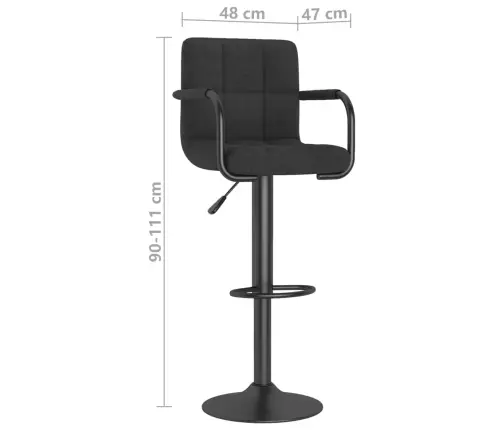 Bāra Krēsli, 2 Gab., Melns Audums Vidaxl