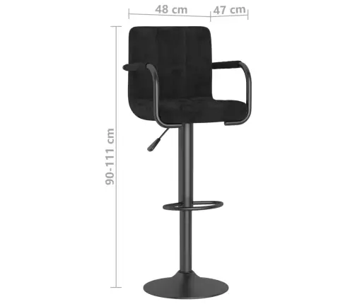 Baro Taburetės, 2Vnt., Juodos Spalvos, Aksomas