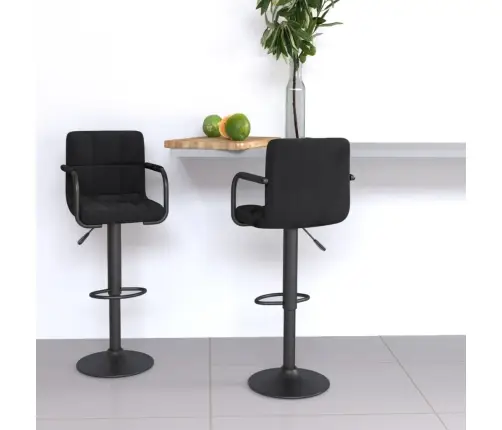 Baro Taburetės, 2Vnt., Juodos Spalvos, Aksomas