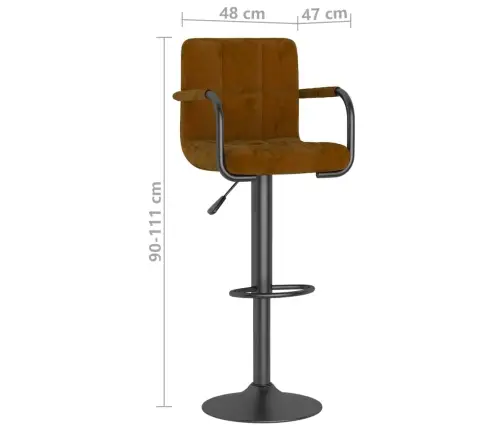 Bāra Krēsli, 2 Gab., Brūns Samts Vidaxl
