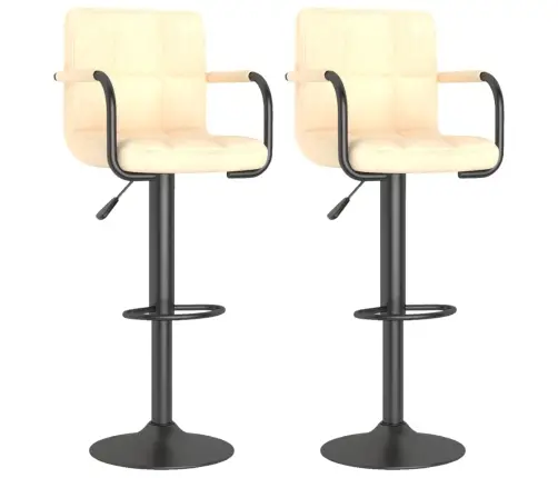 Baro Taburetės, 2Vnt., Kreminės Spalvos, Aksomas