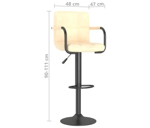 Baro Taburetės, 2Vnt., Kreminės Spalvos, Aksomas