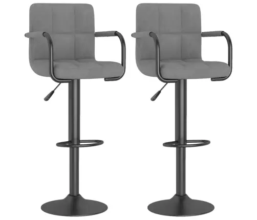 Baro Taburetės, 2Vnt., Šviesiai Pilkos Spalvos, Aksomas