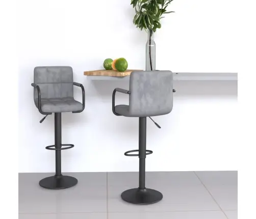 Baro Taburetės, 2Vnt., Šviesiai Pilkos Spalvos, Aksomas