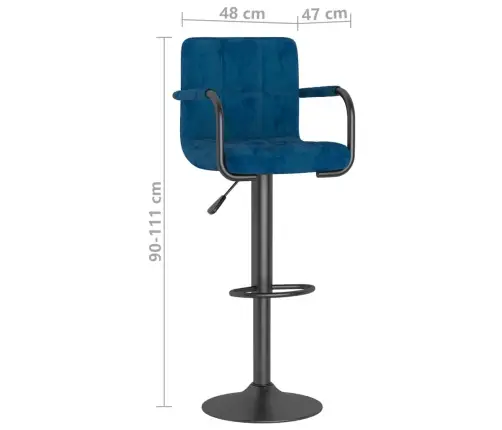 Baro Taburetės, 2Vnt., Mėlynos Spalvos, Aksomas